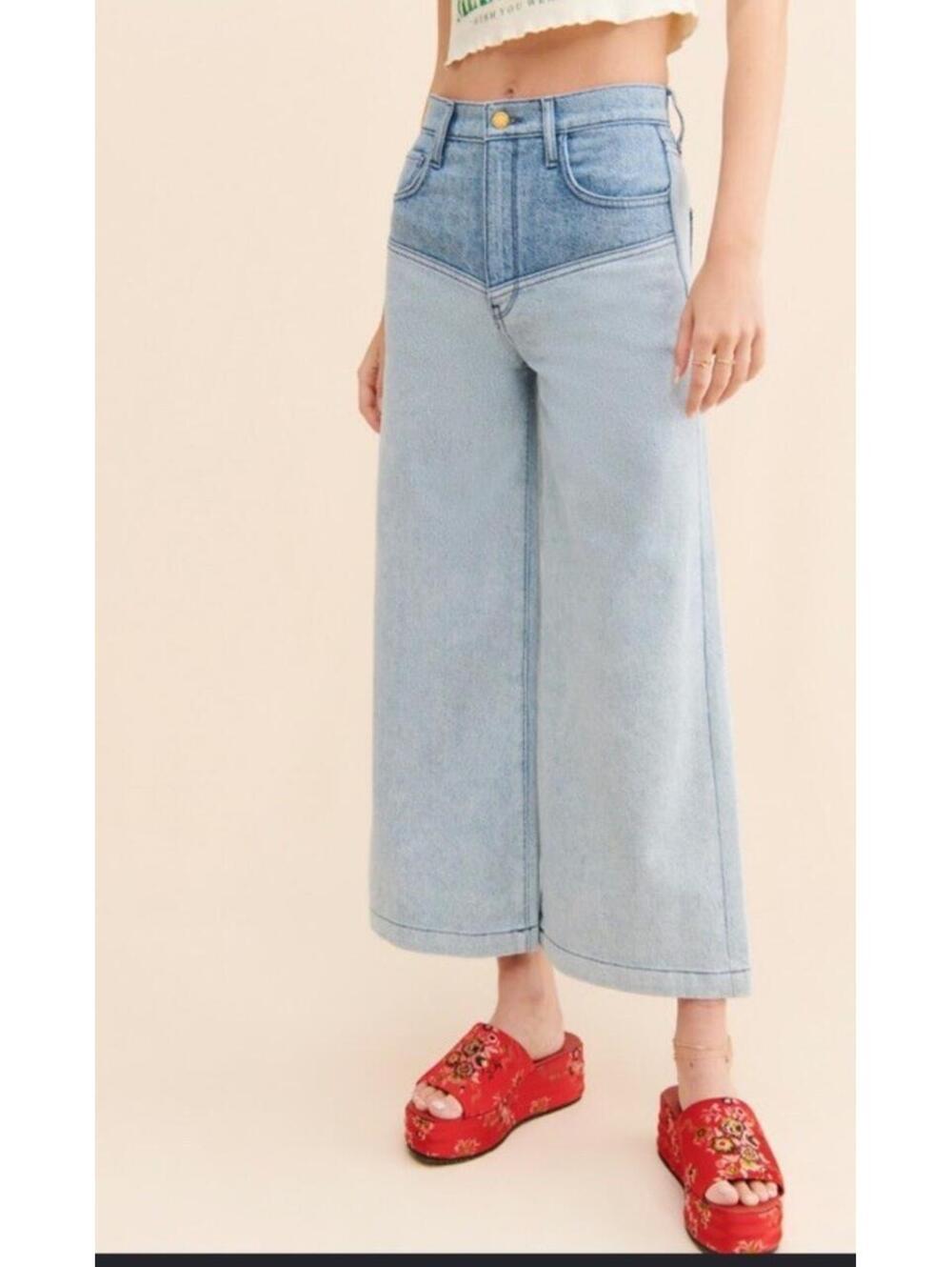 Triarchy Light Blue Wash Lone Ranger Jeans Pants Wide Leg Cropped Size 27 $275